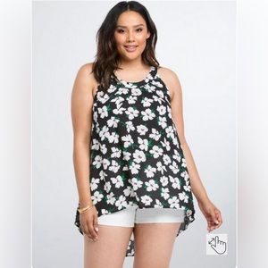 EUC Torrid Floral Chiffon Hi-Lo Tank Top Size 2